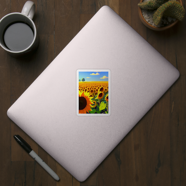 STYLISH SIMPLE SUNFLOWER FIELD WITH PALE BLUE SKY by sailorsam1805